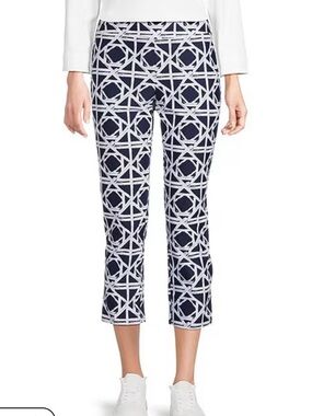 Jude Connally Navy and Green Geometric Crop Pants